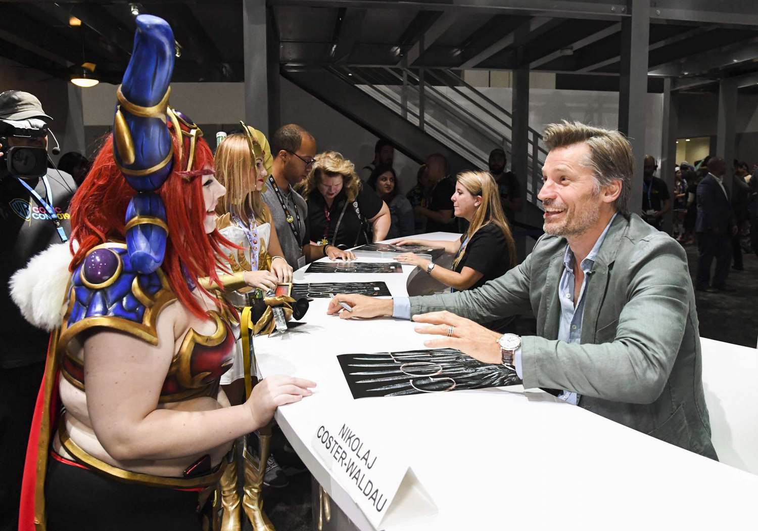 SAN DIEGO, CALIFORNIA - JULY 19: Nikolaj Coster-Waldau at &ldquo;Game Of Thrones&rdquo; Comic Con Autograph Signing 2019 on July 19, 2019 in San Diego, California. (Photo by Jeff Kravitz/FilmMagic for HBO)