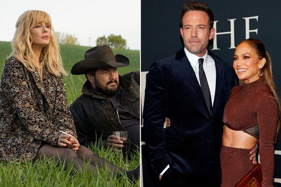 Cole Hauser and Kelly Reilly Yellowstone; NEW YORK, NEW YORK - OCTOBER 09: Ben Affleck (L) and Jennifer Lopez attend The Last Duel New York Premiere on October 09, 2021 in New York City. (Photo by Astrid Stawiarz/Getty Images for 20th Century Studios)