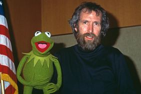 Jim Henson with his best known Muppet character, Kermit the Frog in January 1984.