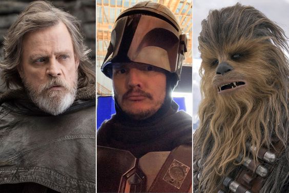 Mark Hamill as Luke Skywalker; Pedro Pascal; Joonas Suotamo as Chewbacca