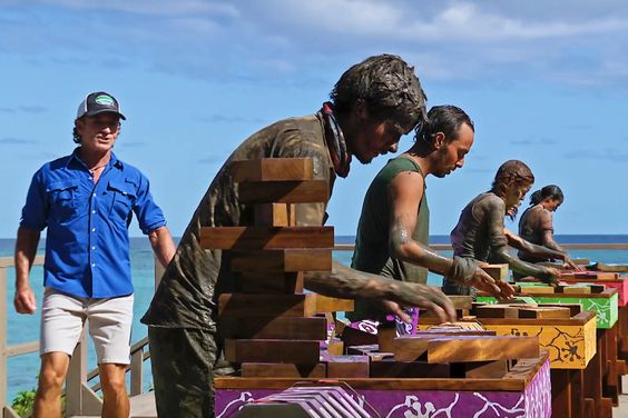 Jeff Probst with Charlie Davis, Ben Katzman, Kenzie Petty, Liz Wilcox, and Maria Shrime Gonzalez on 'Survivor 46'