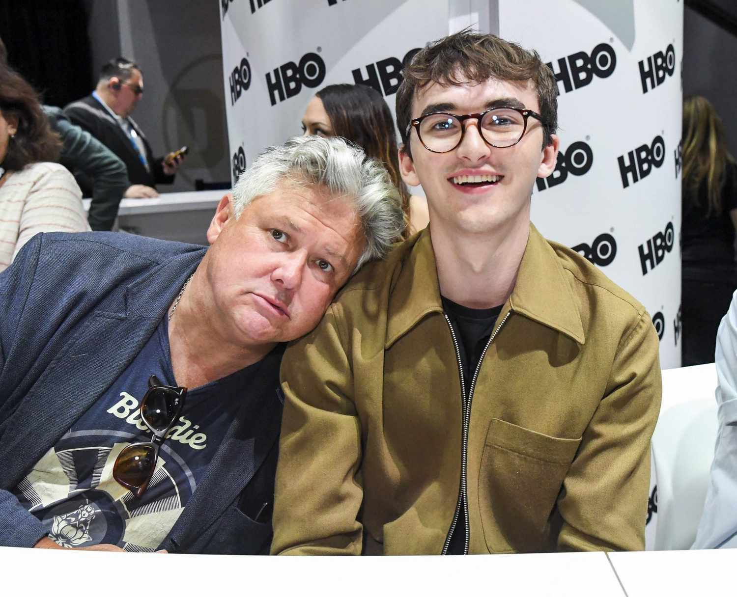 SAN DIEGO, CALIFORNIA - JULY 19: Conleth Hill and Isaac Hempstead Wright at &ldquo;Game Of Thrones&rdquo; Comic Con Autograph Signing 2019 on July 19, 2019 in San Diego, California. (Photo by Jeff Kravitz/FilmMagic for HBO)