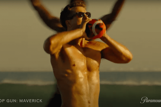 Glen Powell in 'Top Gun: Maverick' beach scene
