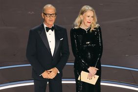 Michael Keaton and Catherine O'Hara speak onstage during the 96th Annual Academy Awards at Dolby Theatre on March 10, 2024 in Hollywood, California.