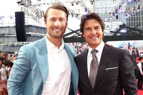 Glen Powell and Tom Cruise attend the Korea Red Carpet for "Top Gun: Maverick" at Lotte World on June 19, 2022 in Seoul, South Korea.