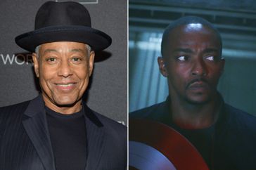 Giancarlo Esposito and Anthony Mackie as Sam Wilson and Captain America