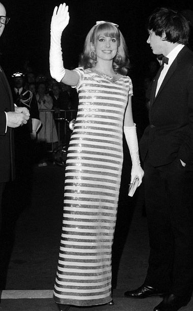 Style, Style: Red Carpet, ... | French actress Catherine Deneuve showed her stripes at the 1966 Cannes Film Festival in a sequined column gown paired with long gloves and youthful hair