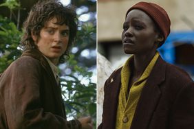 Split frame of Elijah Wood from Lord of the Rings and Lupita from A Quiet Place 