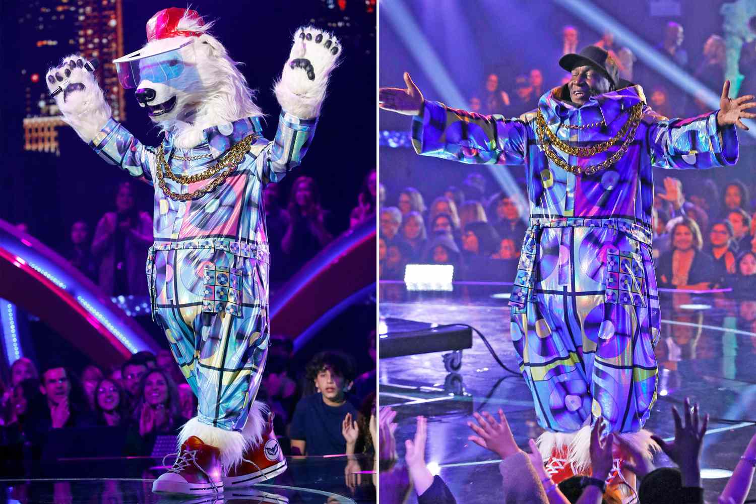 THE MASKED SINGER: Polar Bear in the “New York Night” episode of THE MASKED SINGER airing Wednesday, March 1 (8:00-9:01 PM ET/PT) on FOX. CR: Michael Becker/FOX ©2023 FOX Media LLC.; THE MASKED SINGER: Grand Master Flash in the “New York Night” episode of THE MASKED SINGER airing Wednesday, March 1 (8:00-9:01 PM ET/PT) on FOX. CR: Michael Becker/FOX ©2023 FOX Media LLC.