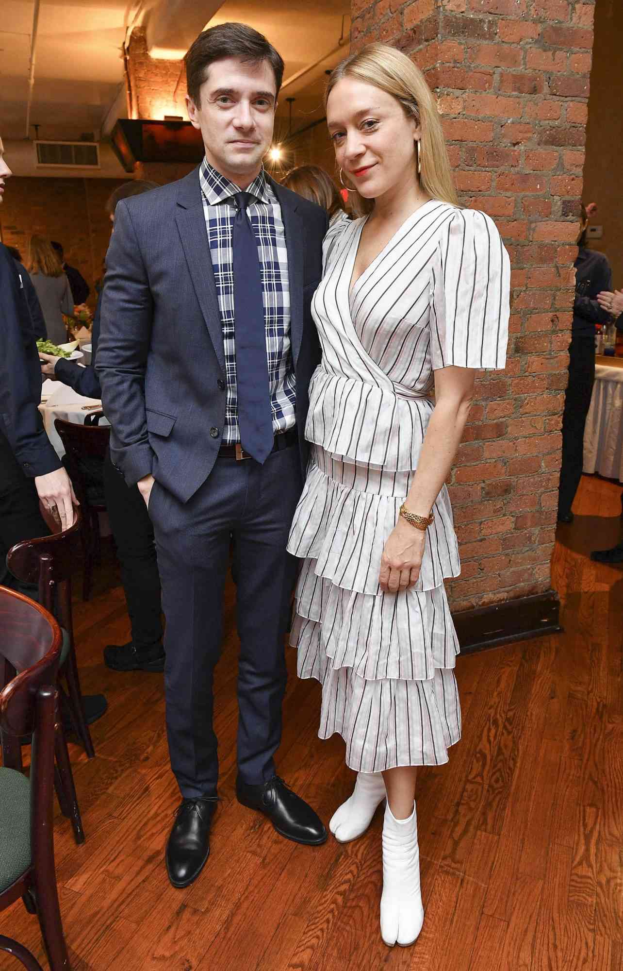 NEW YORK, NEW YORK - APRIL 25: Topher Grace (L) and Chlo&euml; Sevigny attend the 2019 Tribeca Film Festival Jury Lunch at Tribeca Grill Loft on April 25, 2019 in New York City. (Photo by Dia Dipasupil/Getty Images for Tribeca Film Festival)