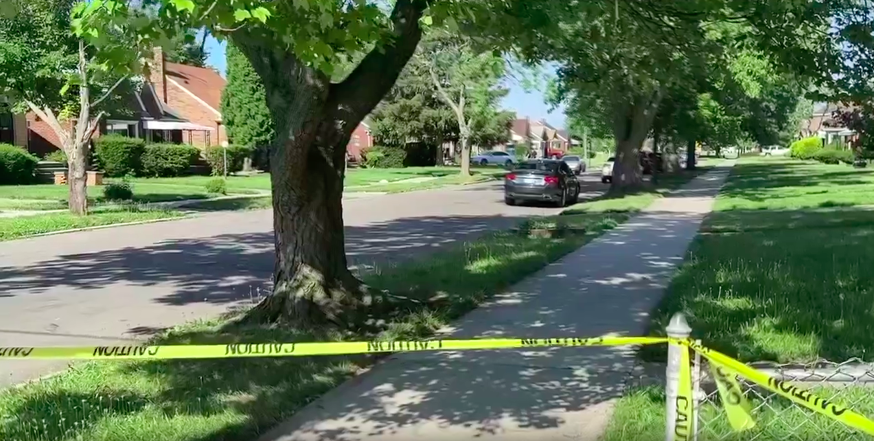 Police block off an area of a neighborhood in Detroit, Michigan after an early morning shooting 
