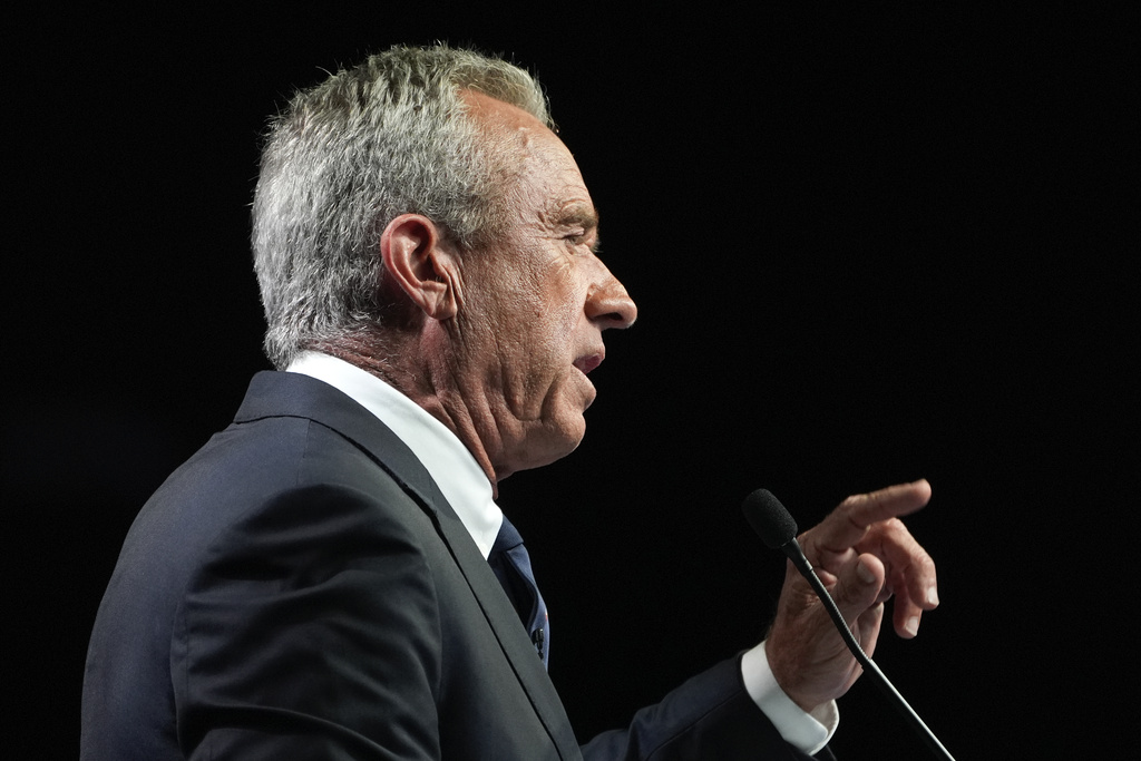 Independent presidential candidate Robert F. Kennedy Jr. talks during a campaign event.