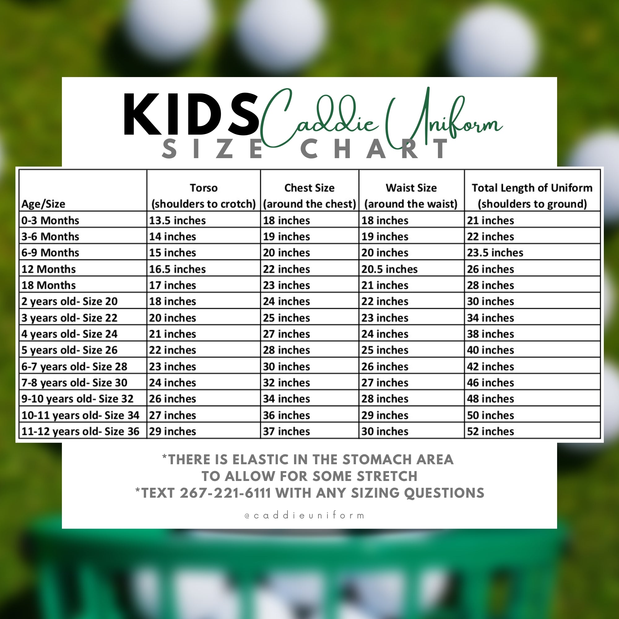 Kids Custom Caddie Uniform With Name and Number