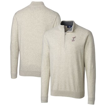 Men's Albuquerque Isotopes Cutter & Buck Oatmeal Lakemont Tri-Blend Quarter-Zip Pullover Sweater