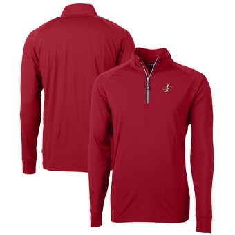 Men's Albuquerque Isotopes  Cutter & Buck Red Adapt Eco Knit Stretch Recycled Quarter-Zip Pullover