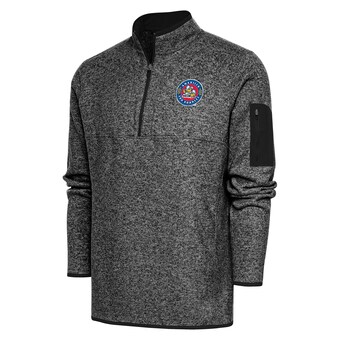 Men's Amarillo Sod Poodles  Antigua Heather Black Big & Tall Fortune Quarter-Zip Pullover Jacket