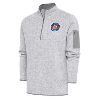 Men's Amarillo Sod Poodles  Antigua Heather Gray Fortune Quarter-Zip Pullover Jacket