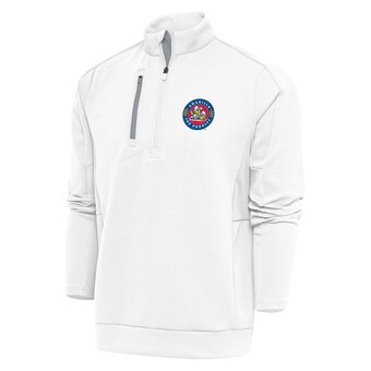 Men's Amarillo Sod Poodles  Antigua White Generation Quarter-Zip Pullover Top