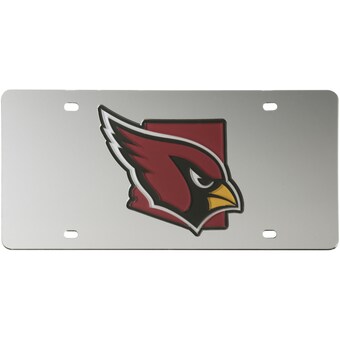 Arizona Cardinals Acrylic State Shape Silver Mirror License Plate