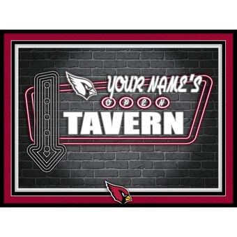 Arizona Cardinals Black 12'' x 16'' Personalized Framed Neon Tavern Print