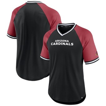 Men's Arizona Cardinals Fanatics Black/Cardinal Second Wind Raglan V-Neck T-Shirt
