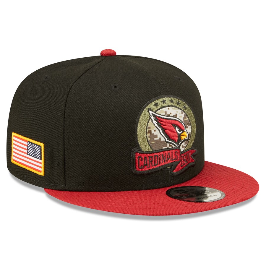 Men's Arizona Cardinals New Era Black/Cardinal 2022 Salute To Service 9FIFTY Snapback Hat 