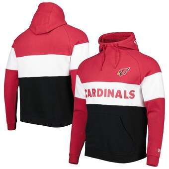 Men's Arizona Cardinals New Era Black/Cardinal Colorblock Current Pullover Hoodie