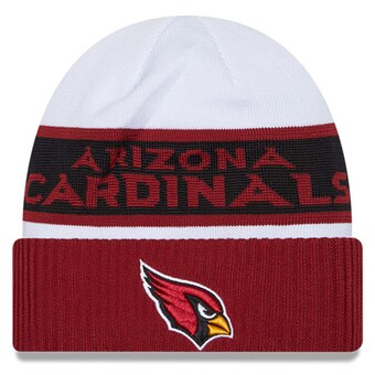 Men's Arizona Cardinals  New Era White/Cardinal 2023 Sideline Tech Cuffed Knit Hat