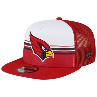 Men's Arizona Cardinals New Era White/Cardinal Striped A-Frame 9FIFTY Trucker Snapback Hat