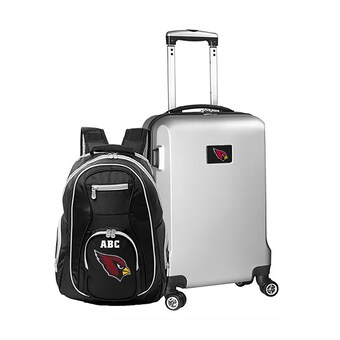 Arizona Cardinals MOJO Silver Personalized Deluxe 2-Piece Backpack & Carry-On Set