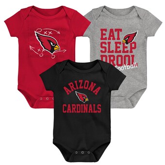 Newborn & Infant Arizona Cardinals Black/Cardinal/Heather Gray Three-Pack Eat, Sleep & Drool Retro Bodysuit Set