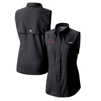 Women's Arizona Cardinals  Columbia Black PFG Tamiami Omni-Shade Sleeveless Button-Up Shirt