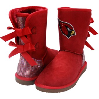 Women's Arizona Cardinals Cuce Team Colored Faux Suede Crystal Back Boots