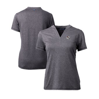 Women's Arizona Cardinals  Cutter & Buck Heather Charcoal Helmet Logo DryTec Forge Stretch V-Neck Blade Top