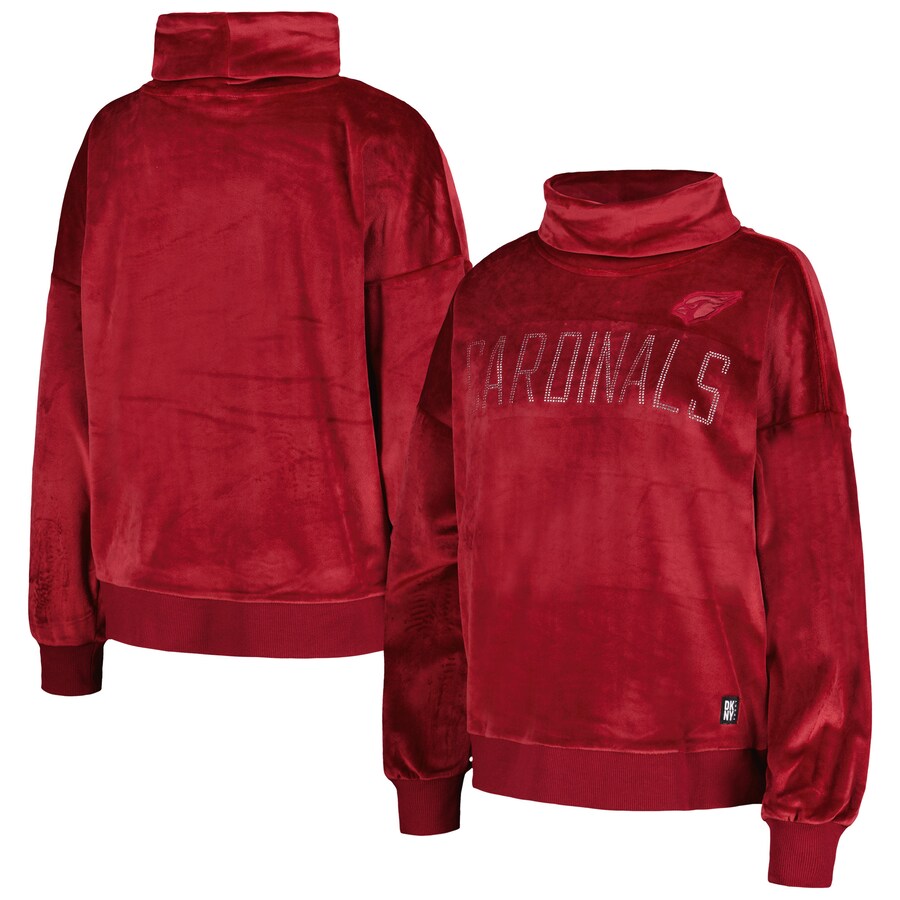 Women's Arizona Cardinals  DKNY Sport Cardinal Deliliah Rhinestone Funnel Neck Pullover Sweatshirt