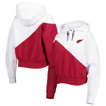 Women's Arizona Cardinals DKNY Sport White/Cardinal Bobbi Color Blocked Pullover Hoodie