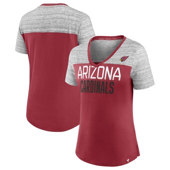 Women's Arizona Cardinals Fanatics Cardinal/Heathered Gray Close Quarters V-Neck T-Shirt