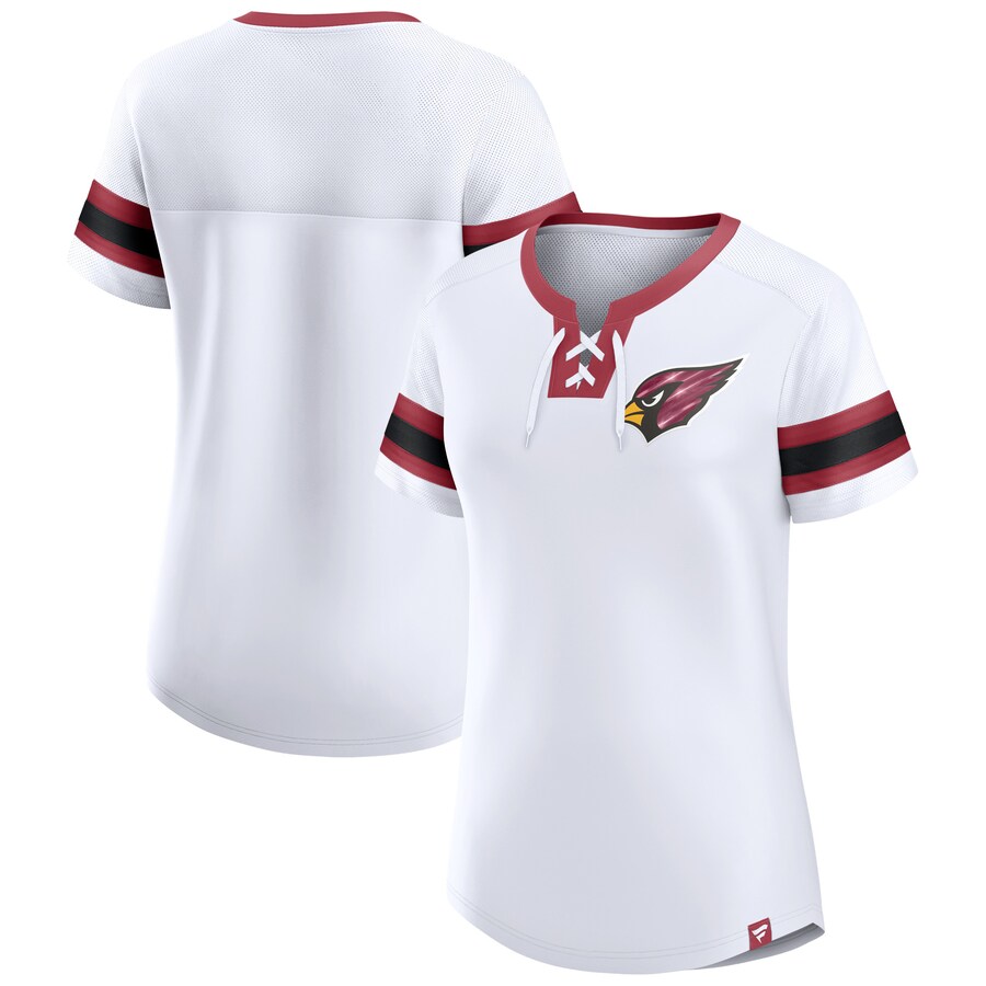 Women's Arizona Cardinals Fanatics White Sunday Best Lace-Up T-Shirt