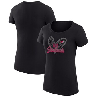 Women's Arizona Cardinals G-III 4Her by Carl Banks Black Animal Print Heart Fitted T-Shirt