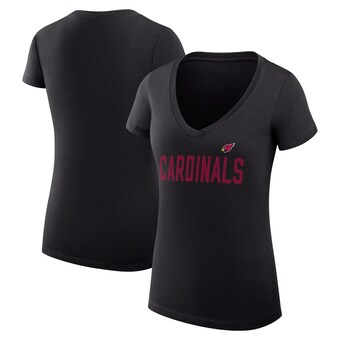 Women's Arizona Cardinals G-III 4Her by Carl Banks Black Dot Print V-Neck Fitted T-Shirt