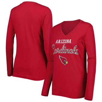 Women's Arizona Cardinals G-III 4Her by Carl Banks Cardinal Post Season Long Sleeve V-Neck T-Shirt