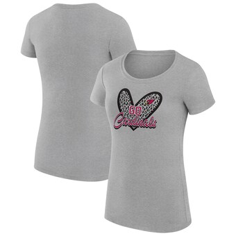 Women's Arizona Cardinals G-III 4Her by Carl Banks Heather Gray Animal Print Heart Fitted T-Shirt