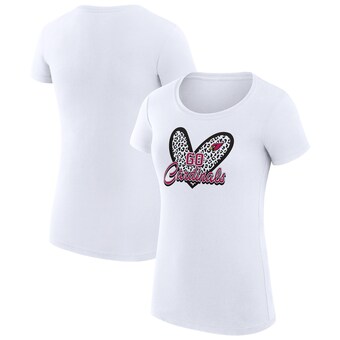 Women's Arizona Cardinals G-III 4Her by Carl Banks White Animal Print Heart Fitted T-Shirt