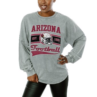 Women's Arizona Cardinals  Gameday Couture Gray  Snow Wash Oversized Long Sleeve T-Shirt
