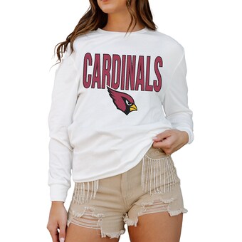 Women's Arizona Cardinals  Gameday Couture White  Always Ready Drop Shoulder Long Sleeve T-Shirt