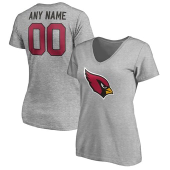 Women's Arizona Cardinals Gray Team Authentic Custom V-Neck T-Shirt
