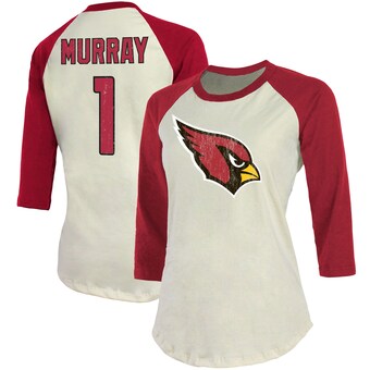 Women's Arizona Cardinals Kyler Murray Majestic Threads Cream Player Name & Number Tri-Blend Three-Quarter Sleeve T-Shirt