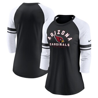 Women's Arizona Cardinals Nike Black 3/4-Sleeve Lightweight Raglan Fashion T-Shirt