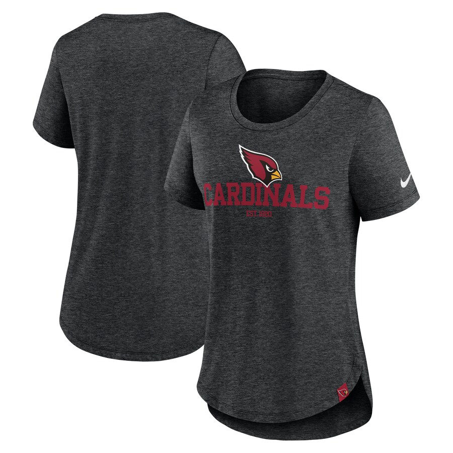 Women's Arizona Cardinals Nike Heather Black Fashion Tri-Blend T-Shirt