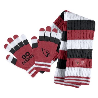 Women's Arizona Cardinals WEAR by Erin Andrews Striped Scarf & Gloves Set